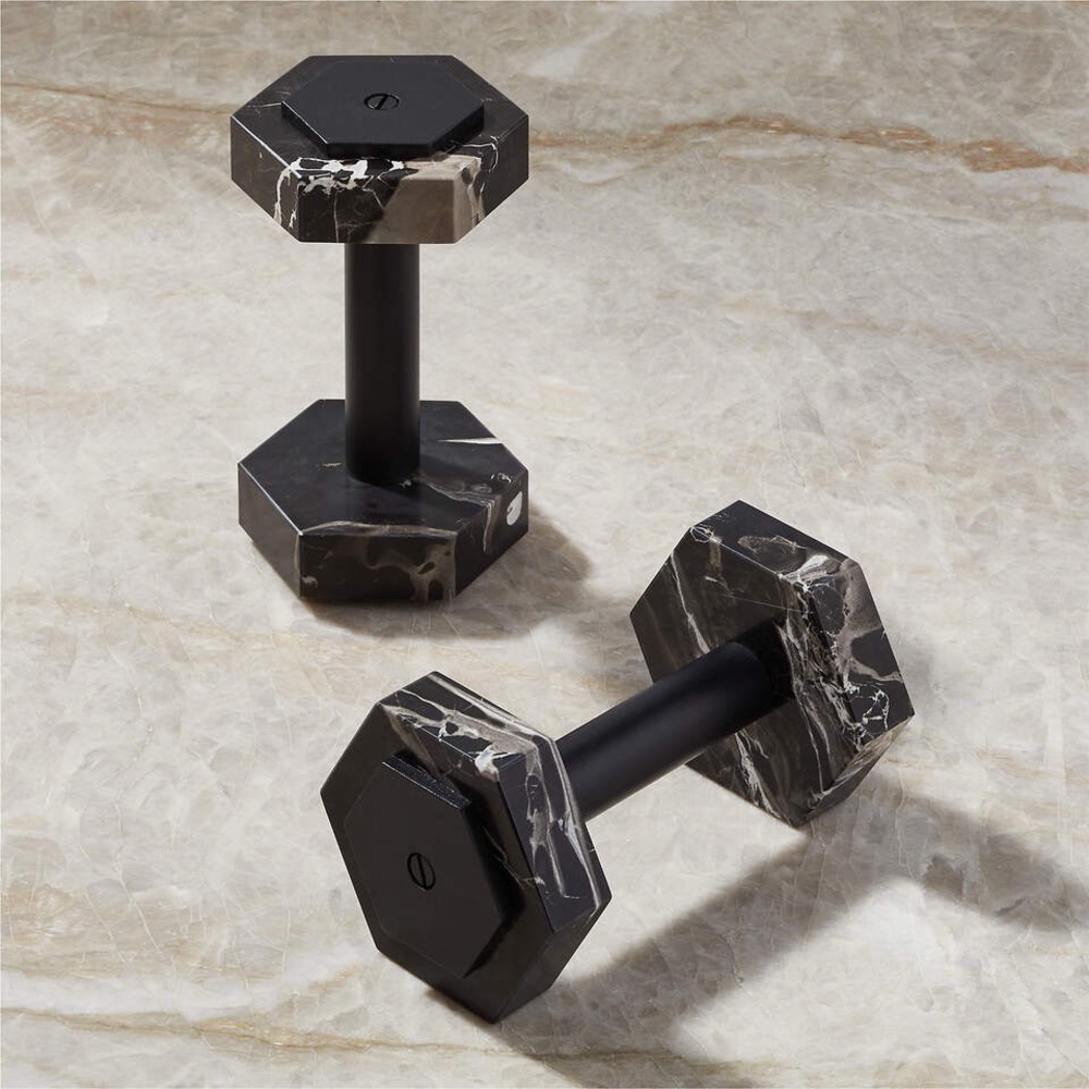 NWOT CB2 Exclusive Marble and Steel Decorative & Functioning 5-lb Dumbell